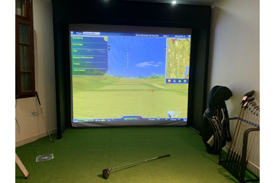 Phòng tập golf 3D-HH2 Dương Đình Nghệ- Hà Nội, Cảm biến Optishot2, Phần mềm Optishot 15 sân miễn phí, chế độ chơi online