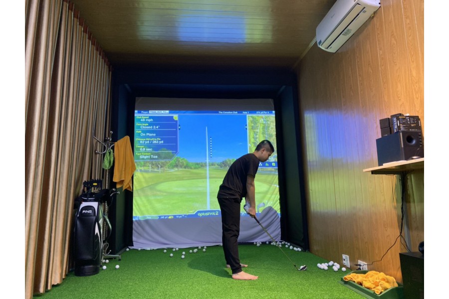 Phòng tập golf 3D-TP Thái Bình, Cảm biến Optishot2, Phần mềm Optishot 15 sân miễn phí, chế độ chơi online